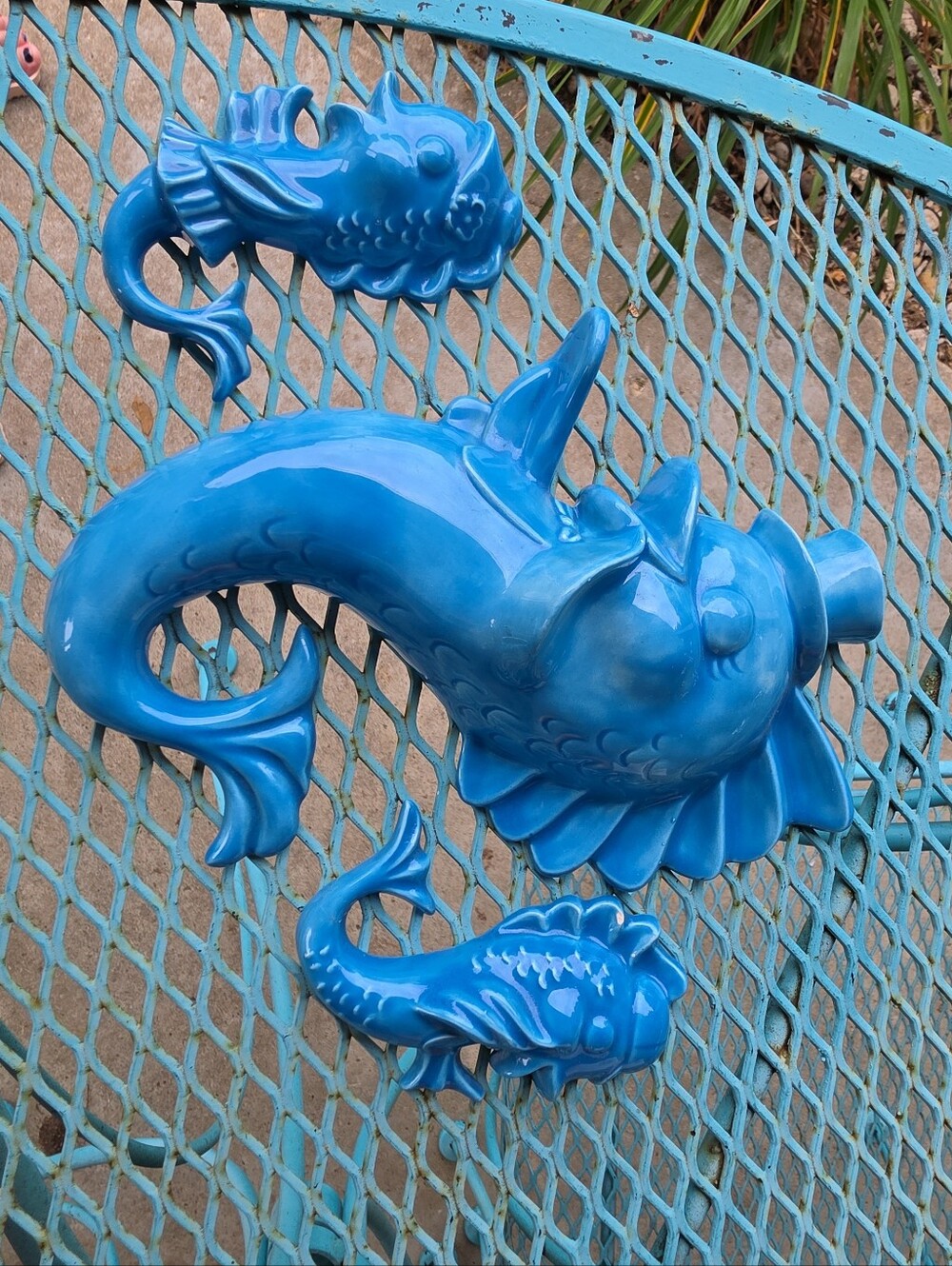 Vintage Arnels Fish Blue Wall Plaques Decor Chalkware